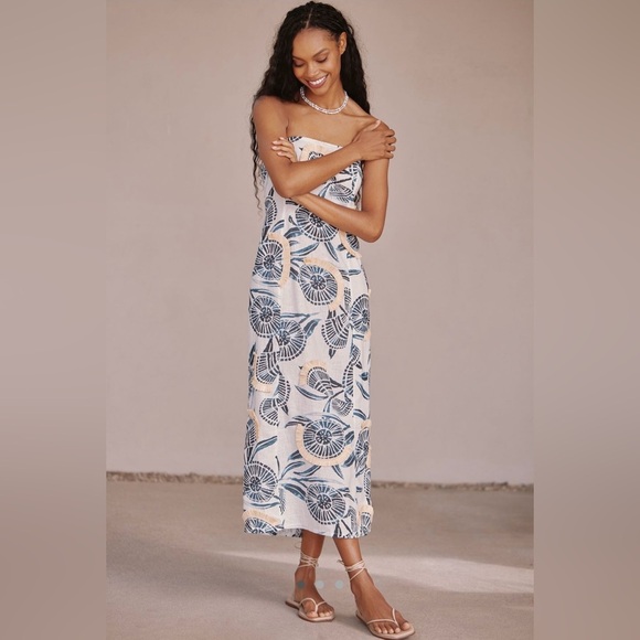 Elegant Strapless Floral Dress - Picture 1 of 5